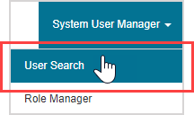 Hte User Search option is in the System user Manager menu.